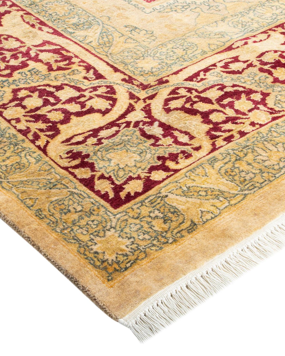 Laine Tapis traditionnel ivoire Mogul unique en son genre fabriqué à la main en vente