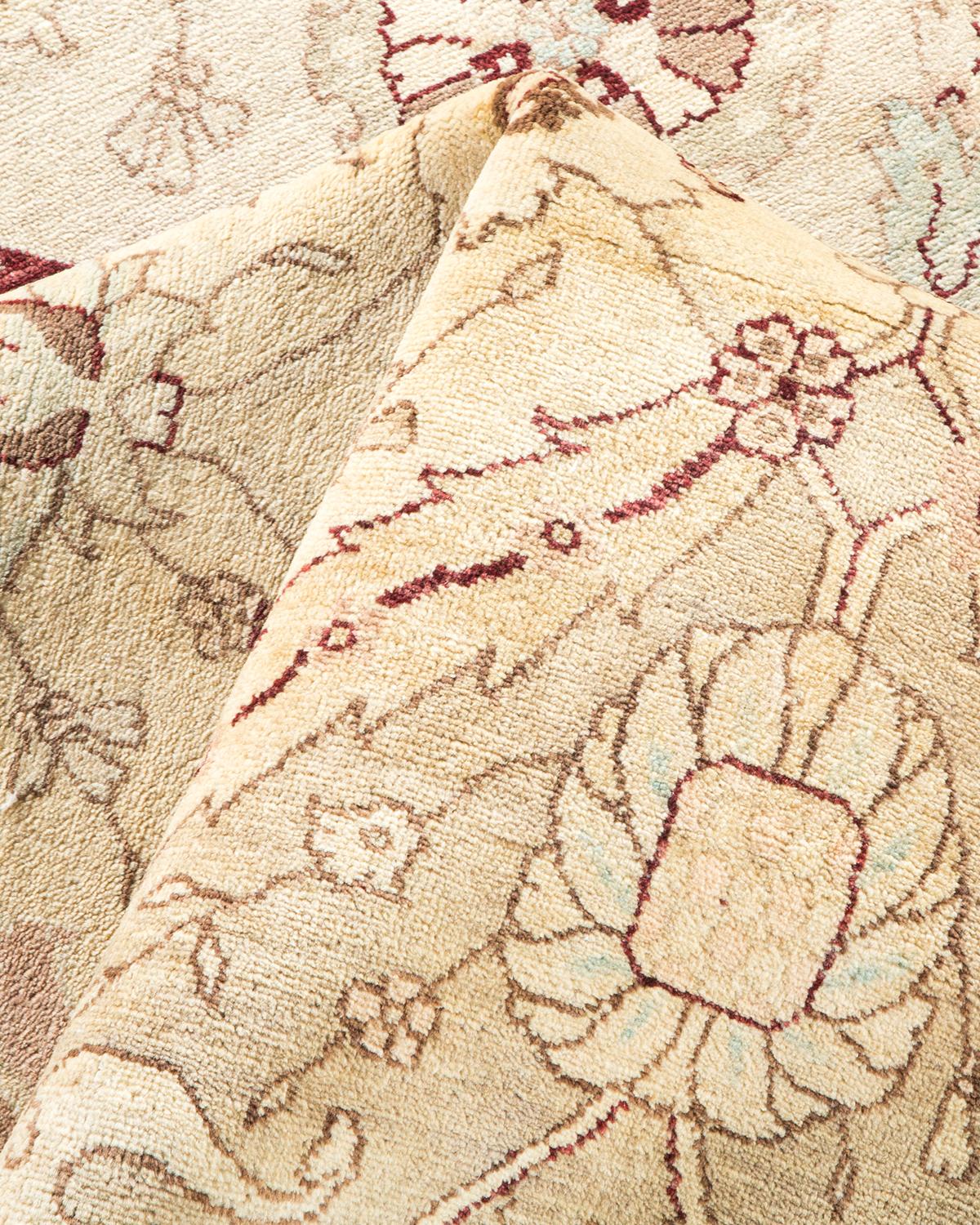 Other One-of-a-Kind Hand Made Traditional Mogul Ivory Area Rug For Sale