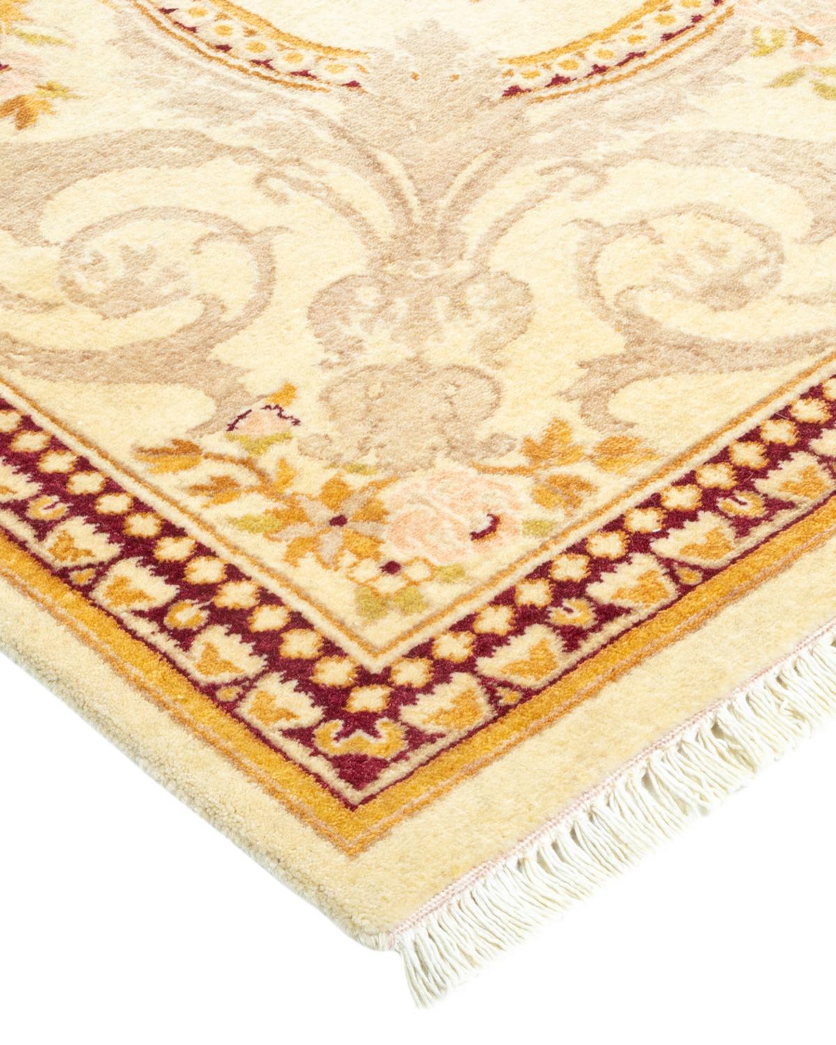 Lana Tappeto tradizionale Mogul avorio Hand Made unico nel suo genere in vendita