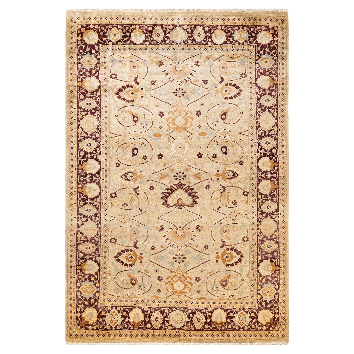 Alfombra tradicional única Hand Made Mogul Marfil