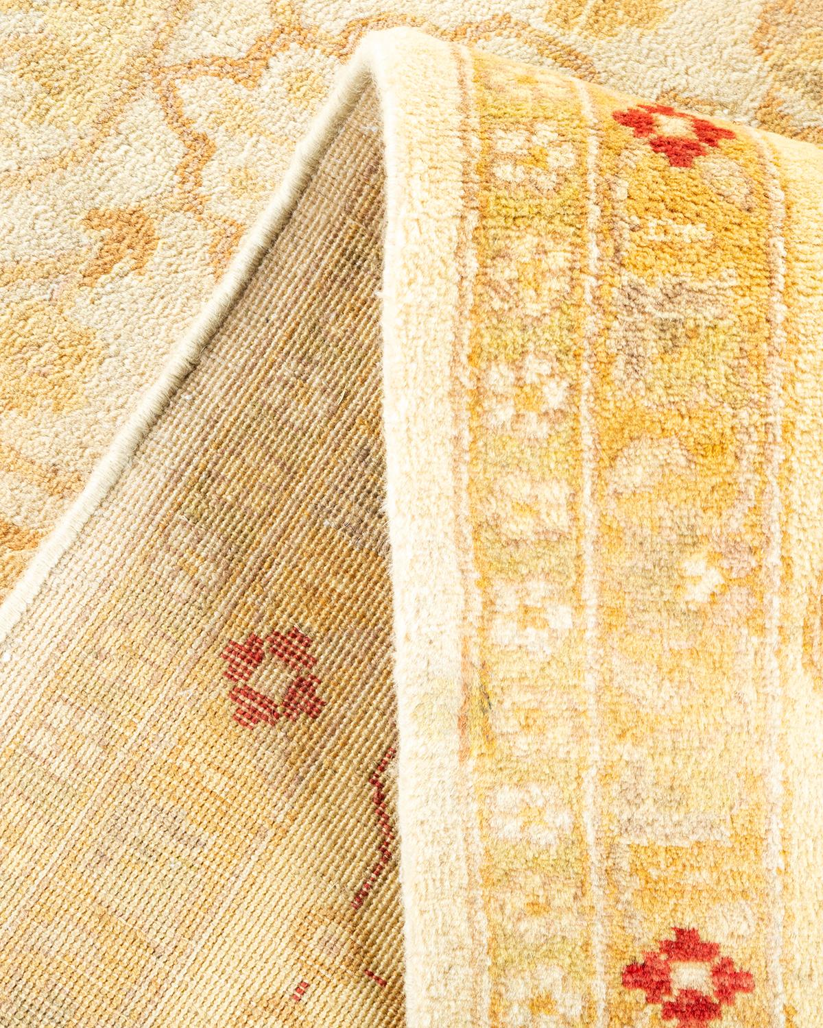 Pakistani One-of-a-kind Hand Made Traditional Mogul Ivory Area Rug For Sale