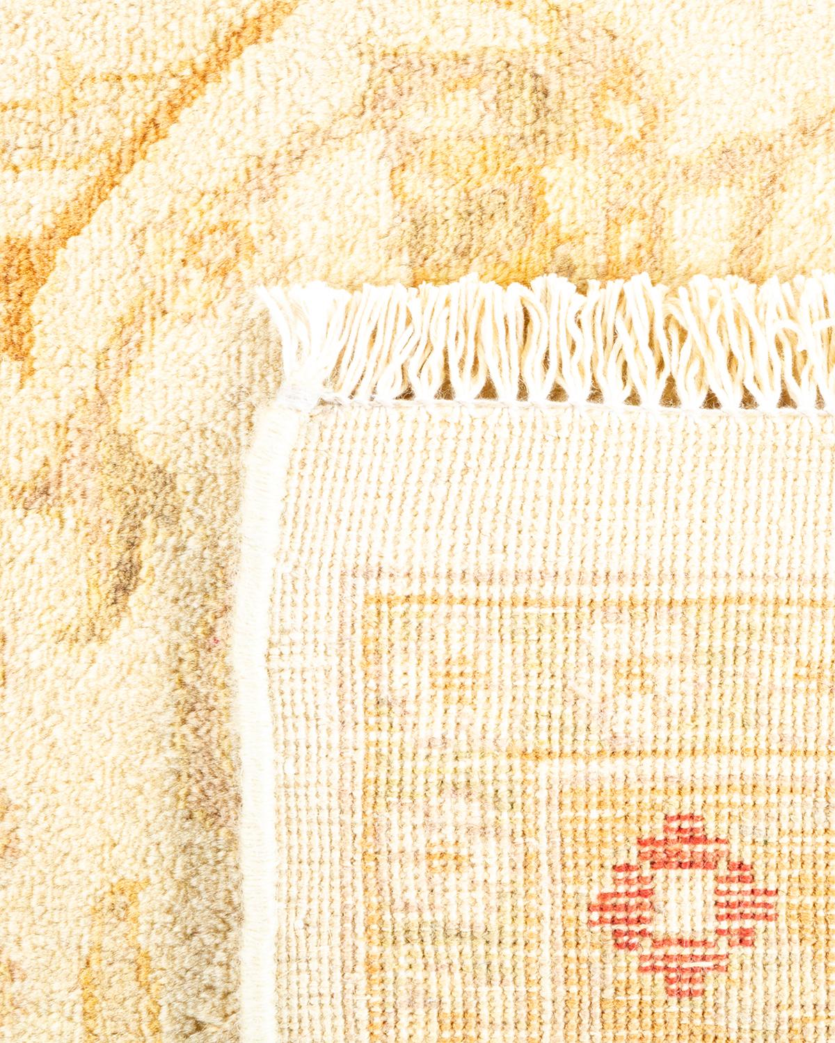 Hand-Knotted One-of-a-kind Hand Made Traditional Mogul Ivory Area Rug For Sale