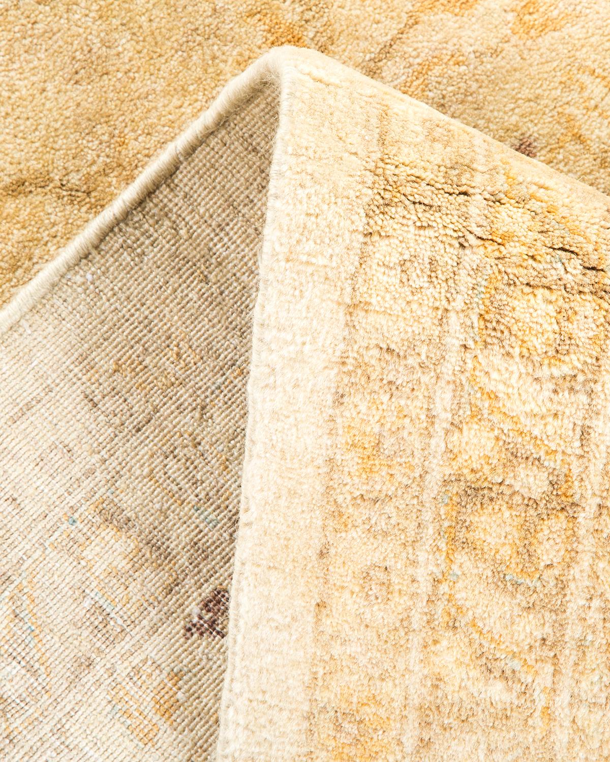 Pakistani One-of-a-Kind Hand Made Traditional Mogul Ivory Area Rug For Sale