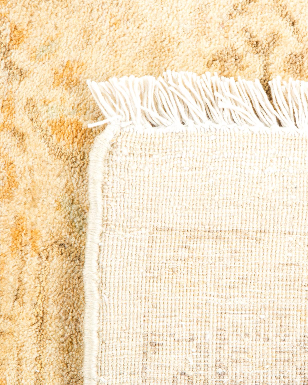 Hand-Knotted One-of-a-Kind Hand Made Traditional Mogul Ivory Area Rug For Sale