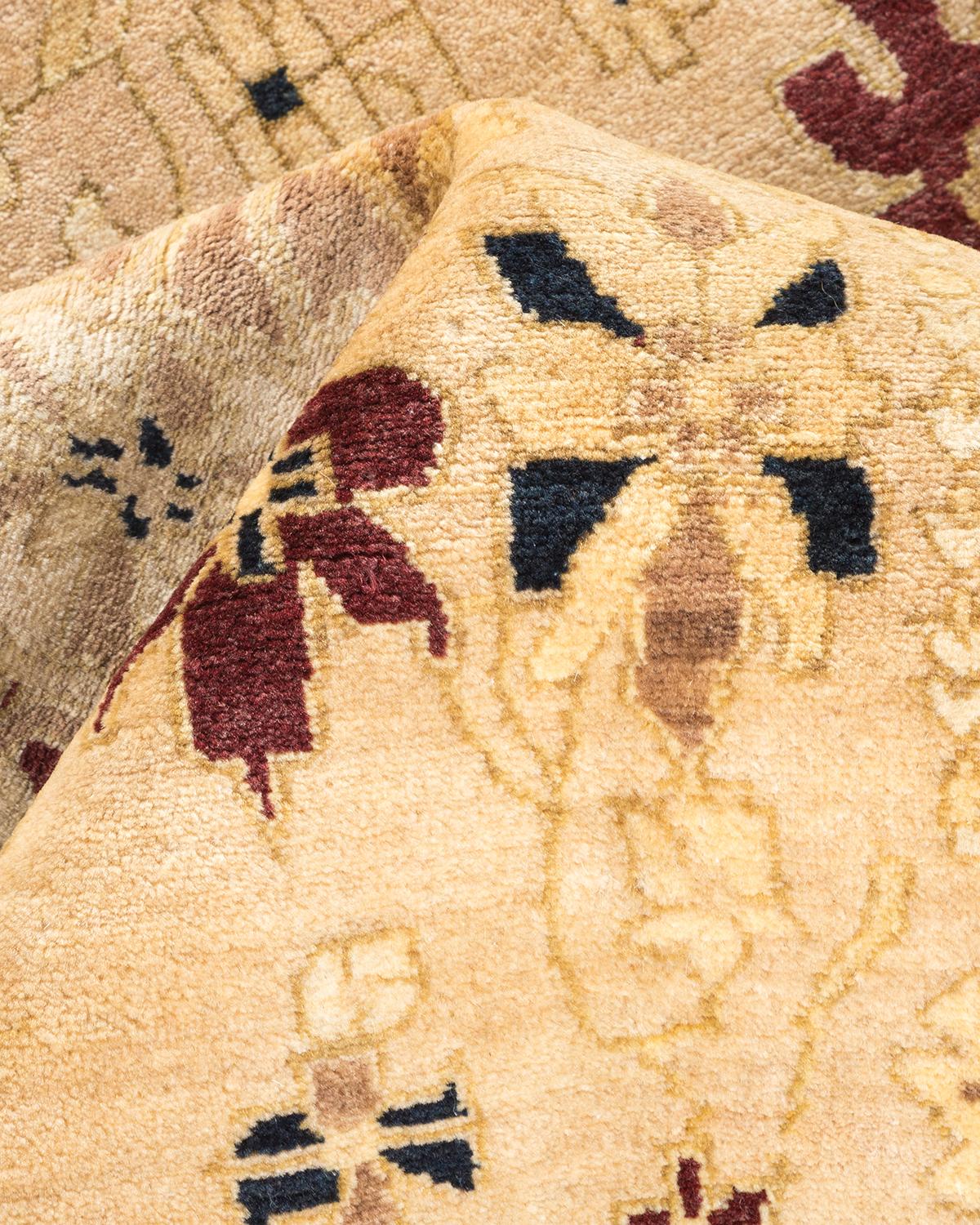 Other One-of-a-Kind Hand Made Traditional Mogul Ivory Area Rug For Sale