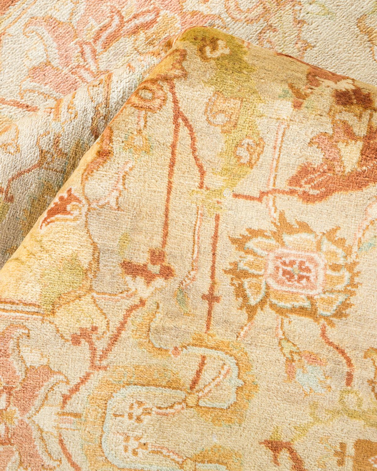 Other One-of-a-kind Hand Made Traditional Mogul Ivory Area Rug For Sale
