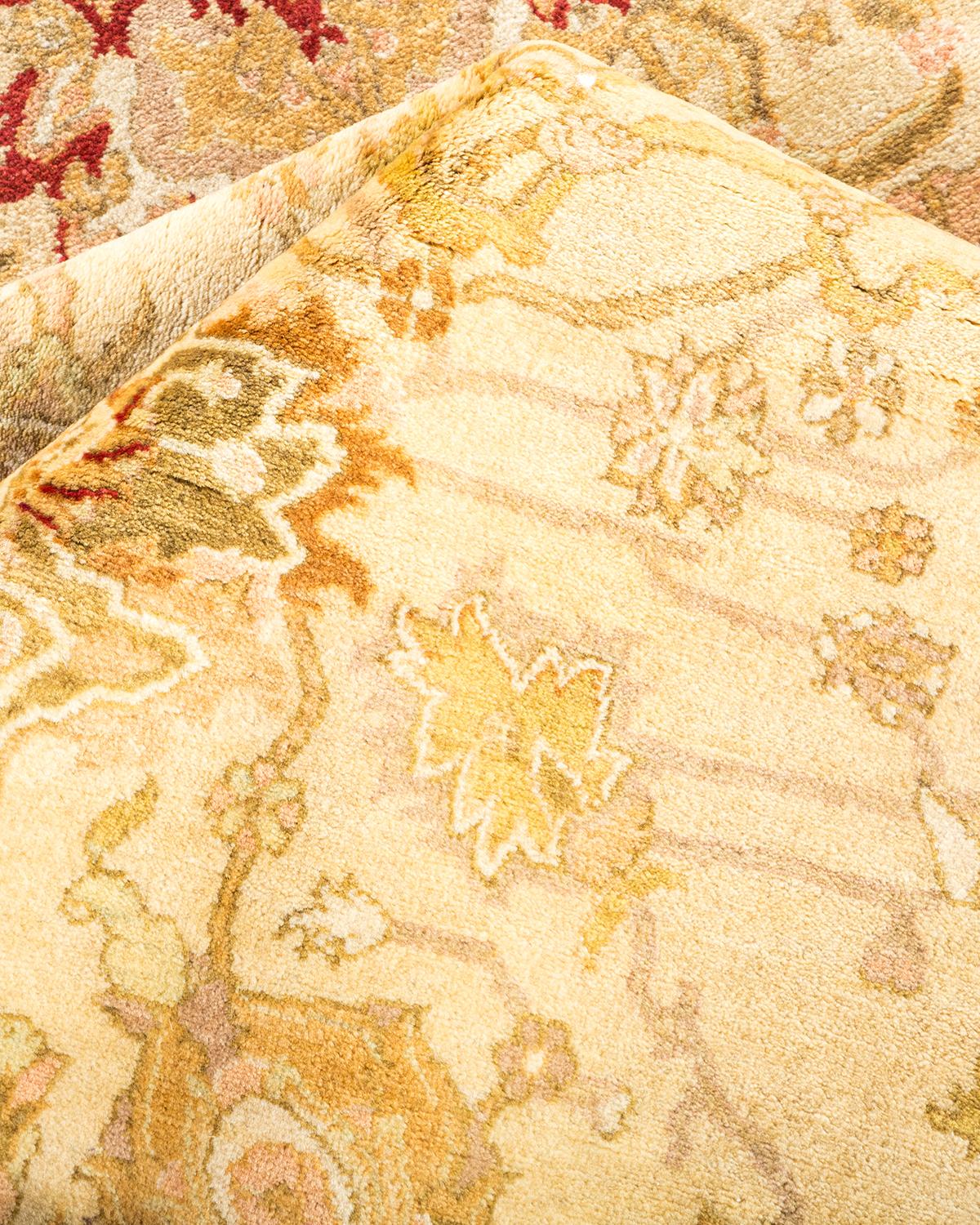 Other One-Of-A-Kind Hand Made Traditional Mogul Ivory Area Rug For Sale
