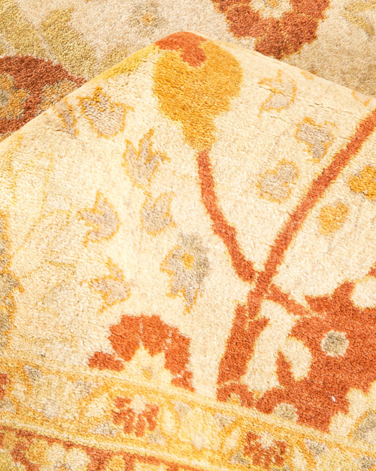 Other One-of-a-Kind Hand Made Traditional Mogul Ivory Area Rug For Sale