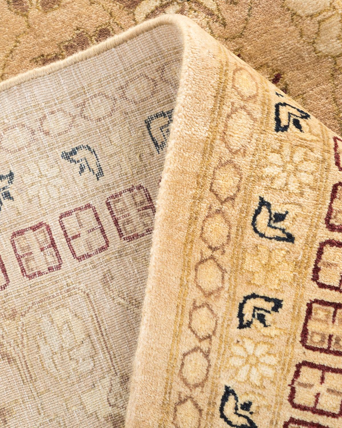 Pakistani One-of-a-Kind Hand Made Traditional Mogul Ivory Area Rug For Sale