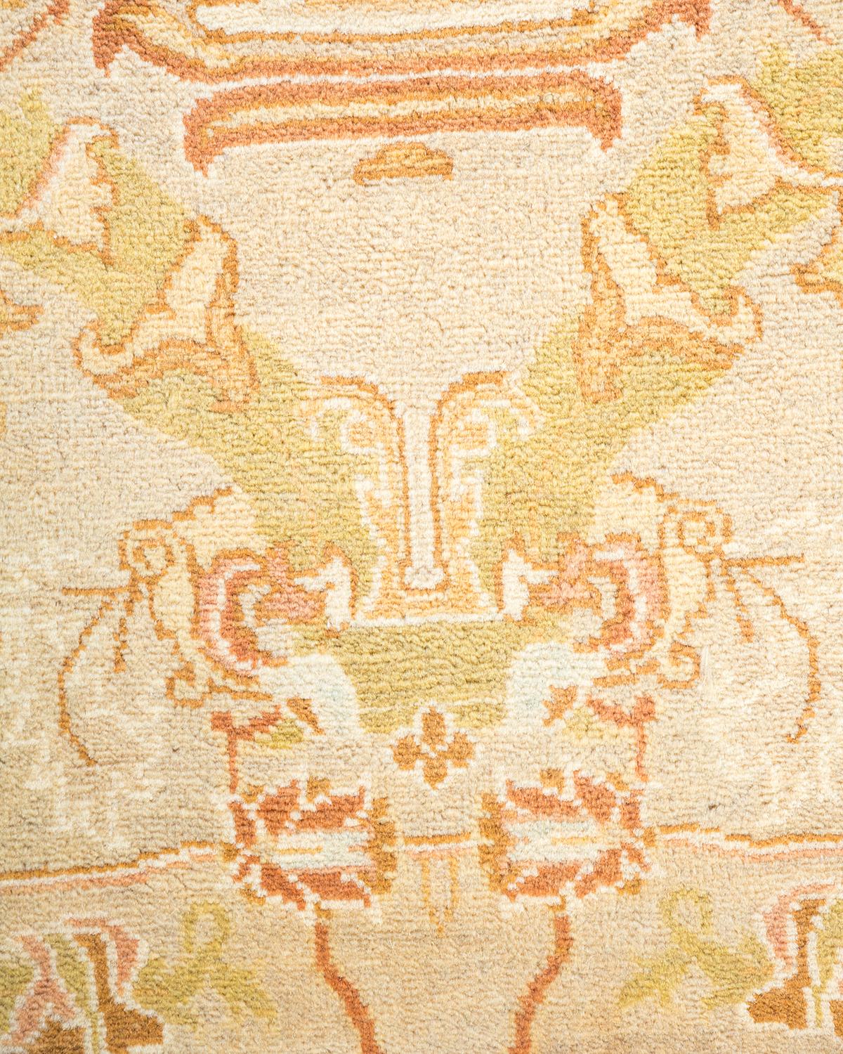 Contemporary One-of-a-kind Hand Made Traditional Mogul Ivory Area Rug For Sale