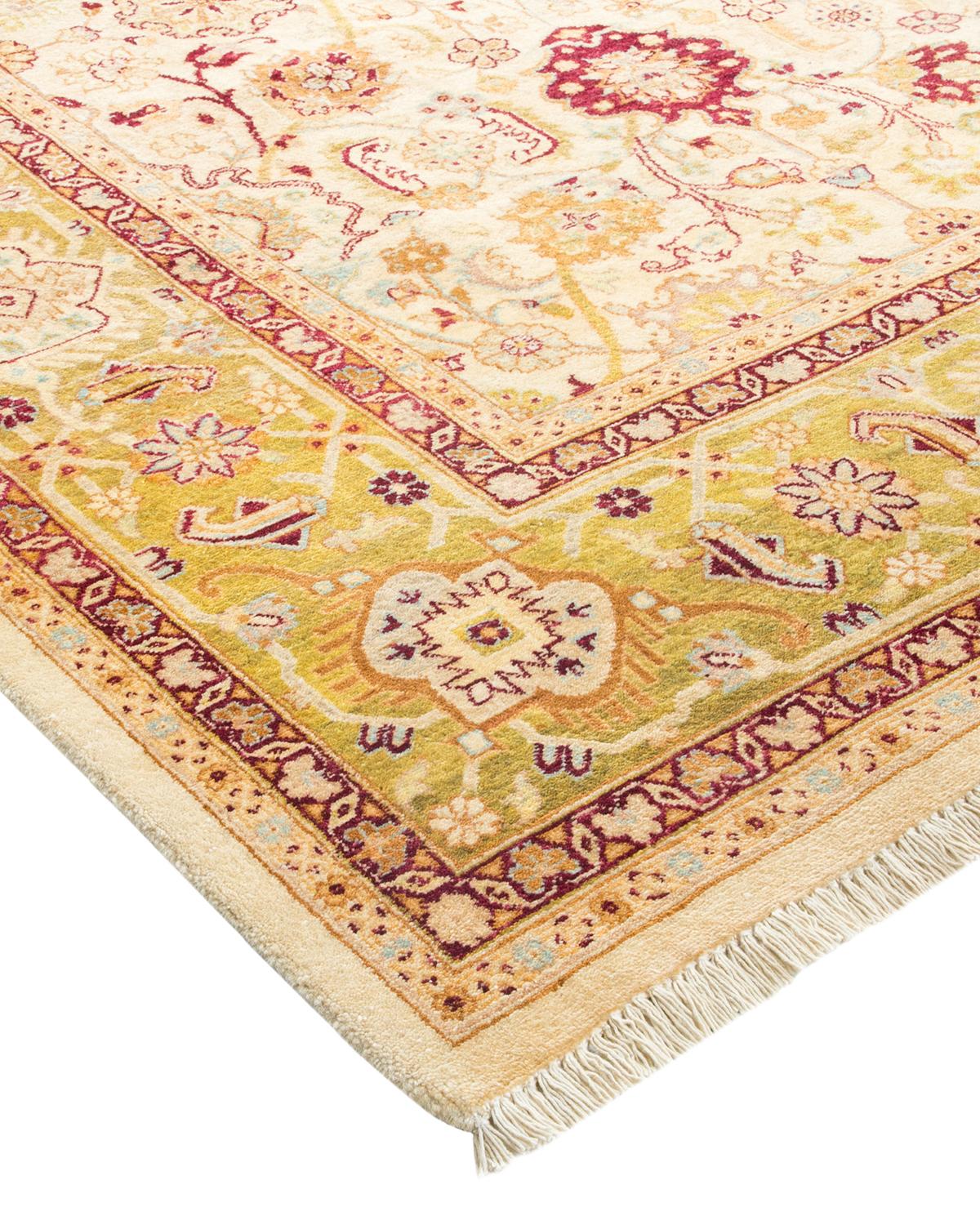 Laine Tapis traditionnel ivoire Mogul unique en son genre fabriqué à la main en vente