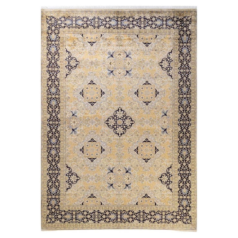 Ivory Rug Handmade One-Of-A-Kind Hand Made Traditional Mogul Ivory Area Rug For Sale at ...