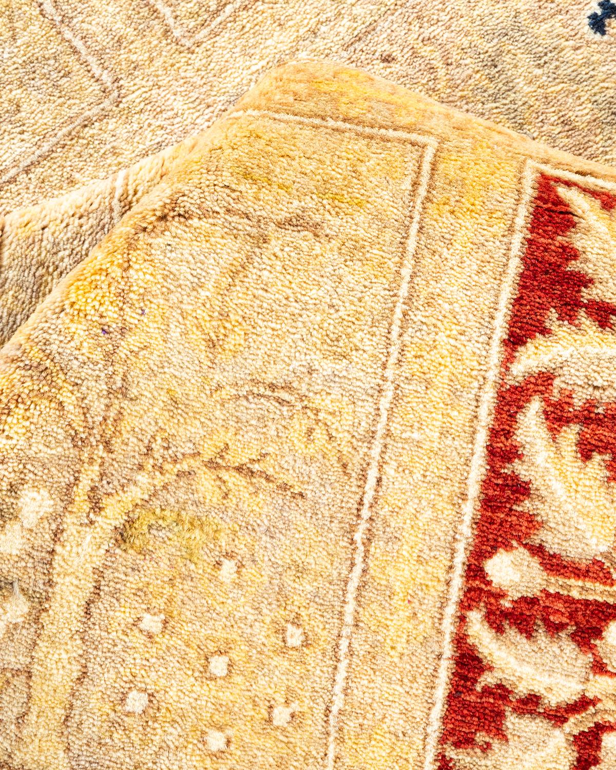 Other One-Of-A-Kind Hand Made Traditional Mogul Ivory Area Rug For Sale
