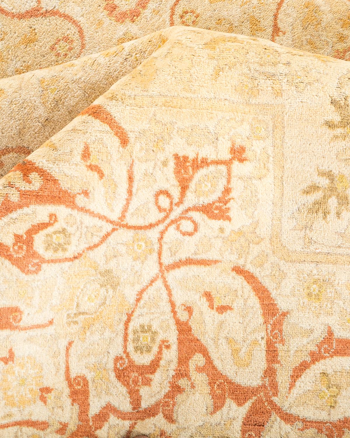 Other One-of-a-Kind Hand Made Traditional Mogul Ivory Area Rug For Sale