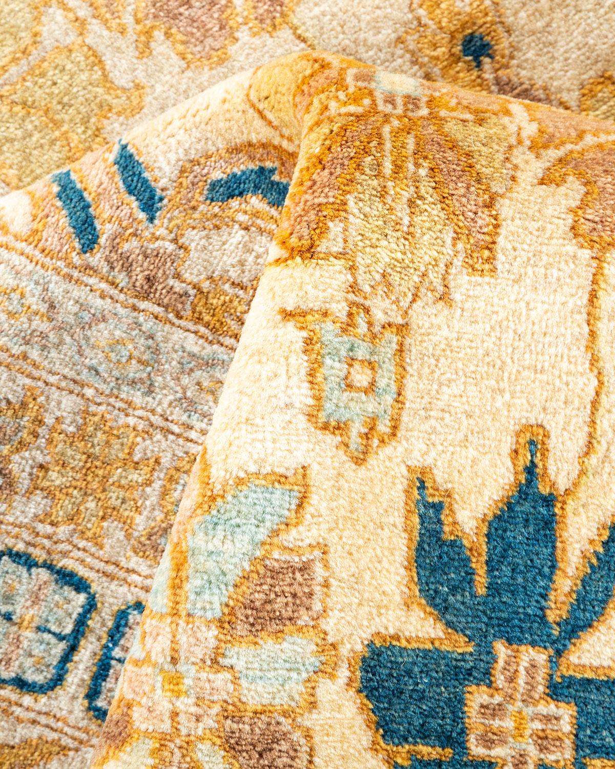 Other One-Of-A-Kind Hand Made Traditional Mogul Ivory Area Rug For Sale