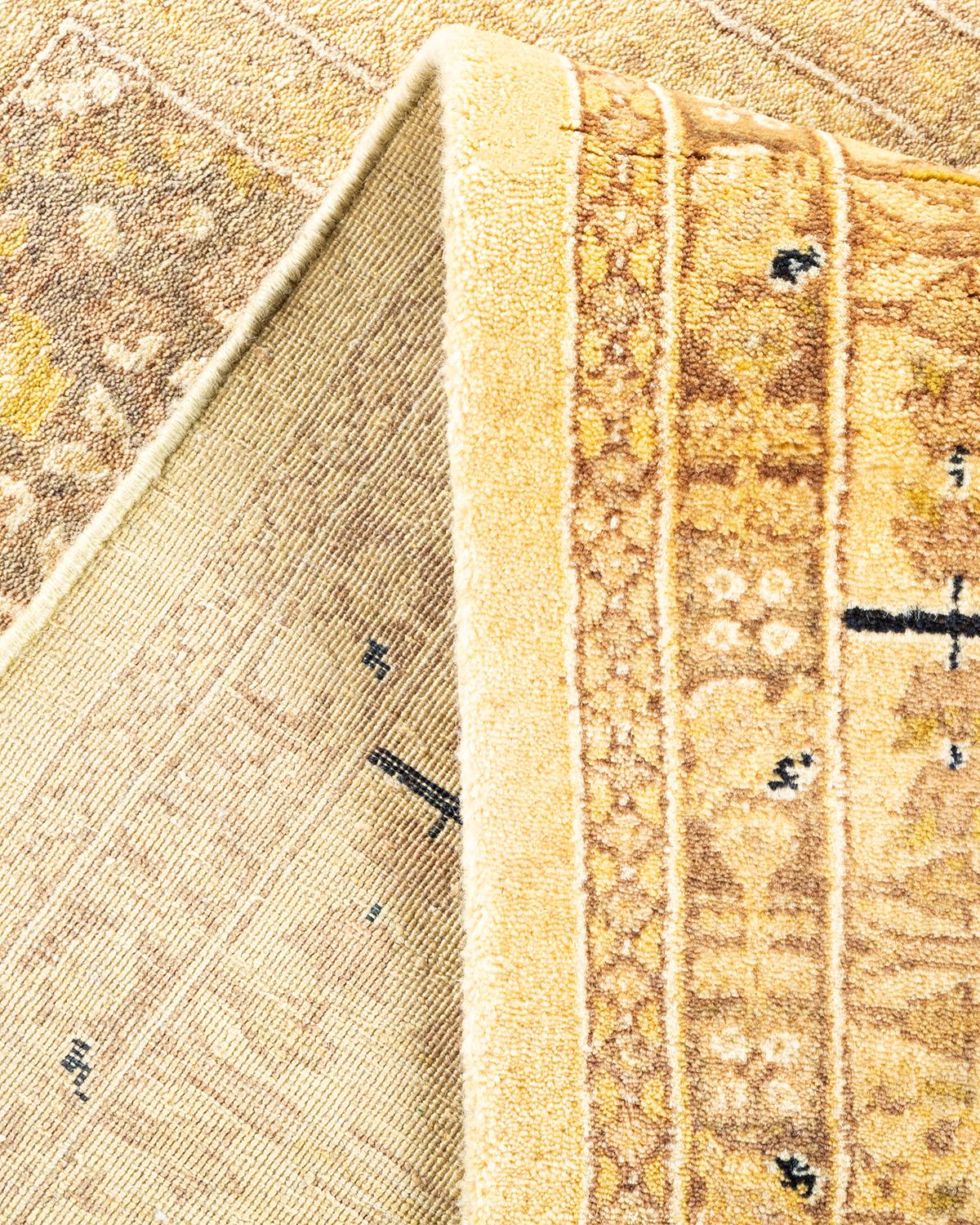 Pakistani One-Of-A-Kind Hand Made Traditional Mogul Ivory Area Rug For Sale