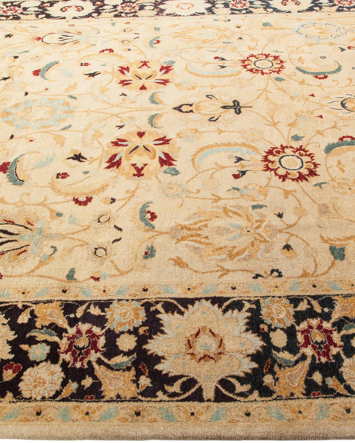Tappeto tradizionale Mogul avorio Hand Made unico nel suo genere In condizioni Nuovo in vendita a Norwalk, CT