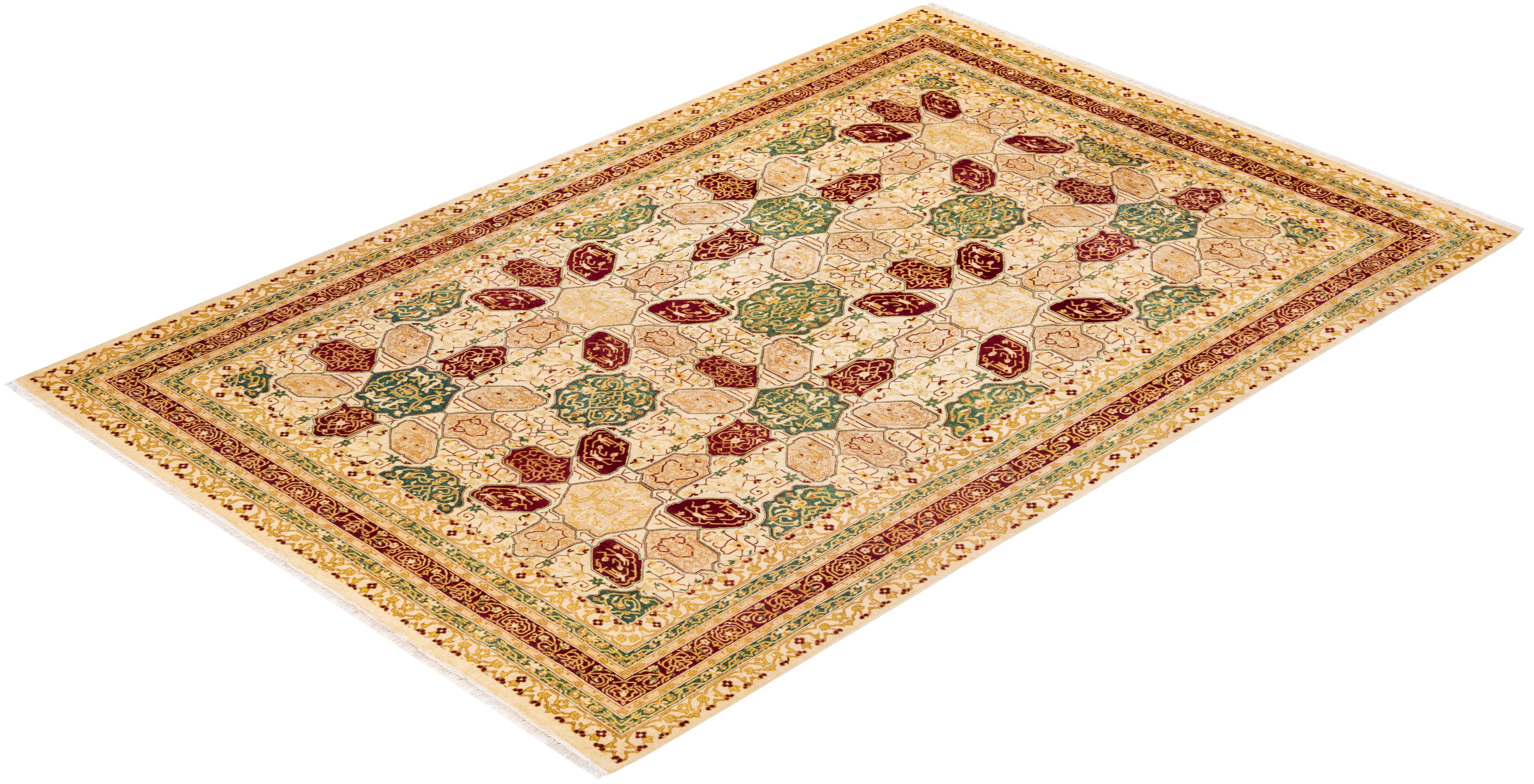 Las alfombras de la colección Mogul, con sus colores discretos y sus diseños en toda la superficie, aportarán una sofisticación atemporal a cualquier habitación. Influenciadas por un espectro de diseños turcos, indios y persas, los artesanos que