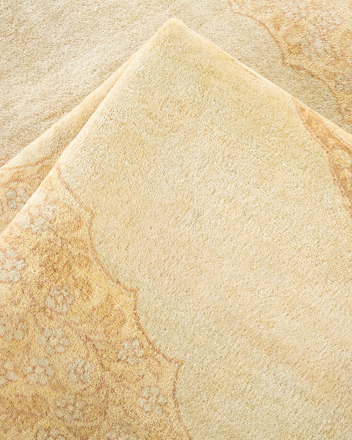 Other One-of-a-kind Hand Made Traditional Mogul Ivory Area Rug For Sale