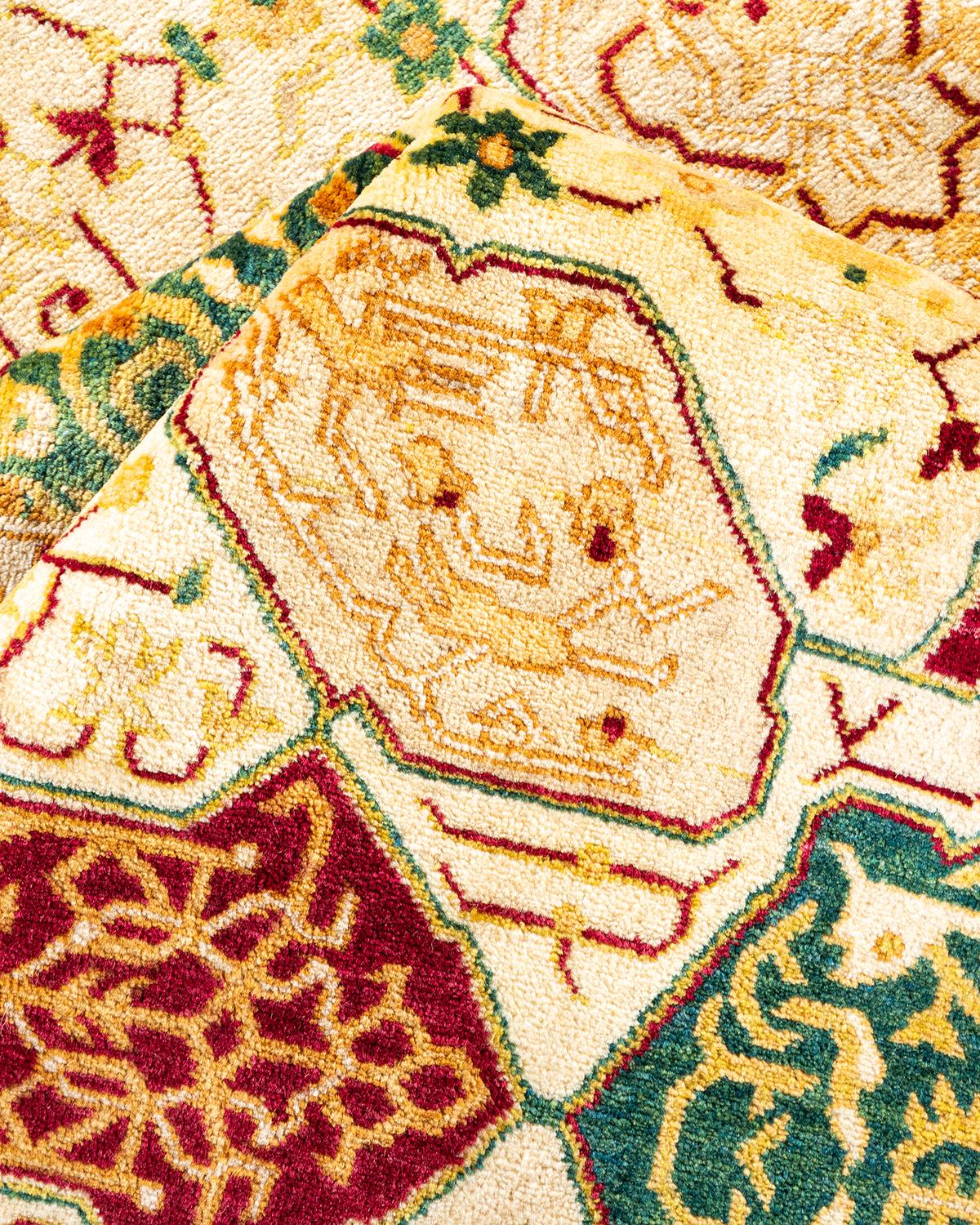 Other One-of-a-Kind Hand Made Traditional Mogul Ivory Area Rug For Sale