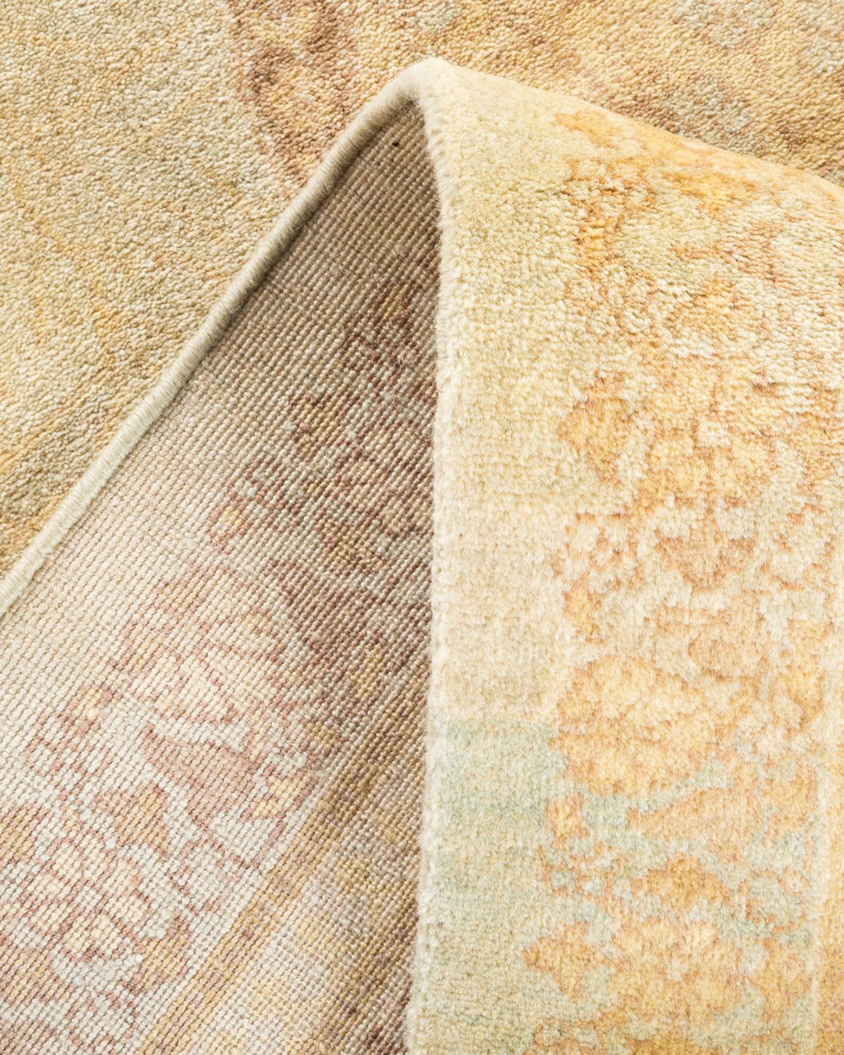 Pakistani One-of-a-kind Hand Made Traditional Mogul Ivory Area Rug For Sale