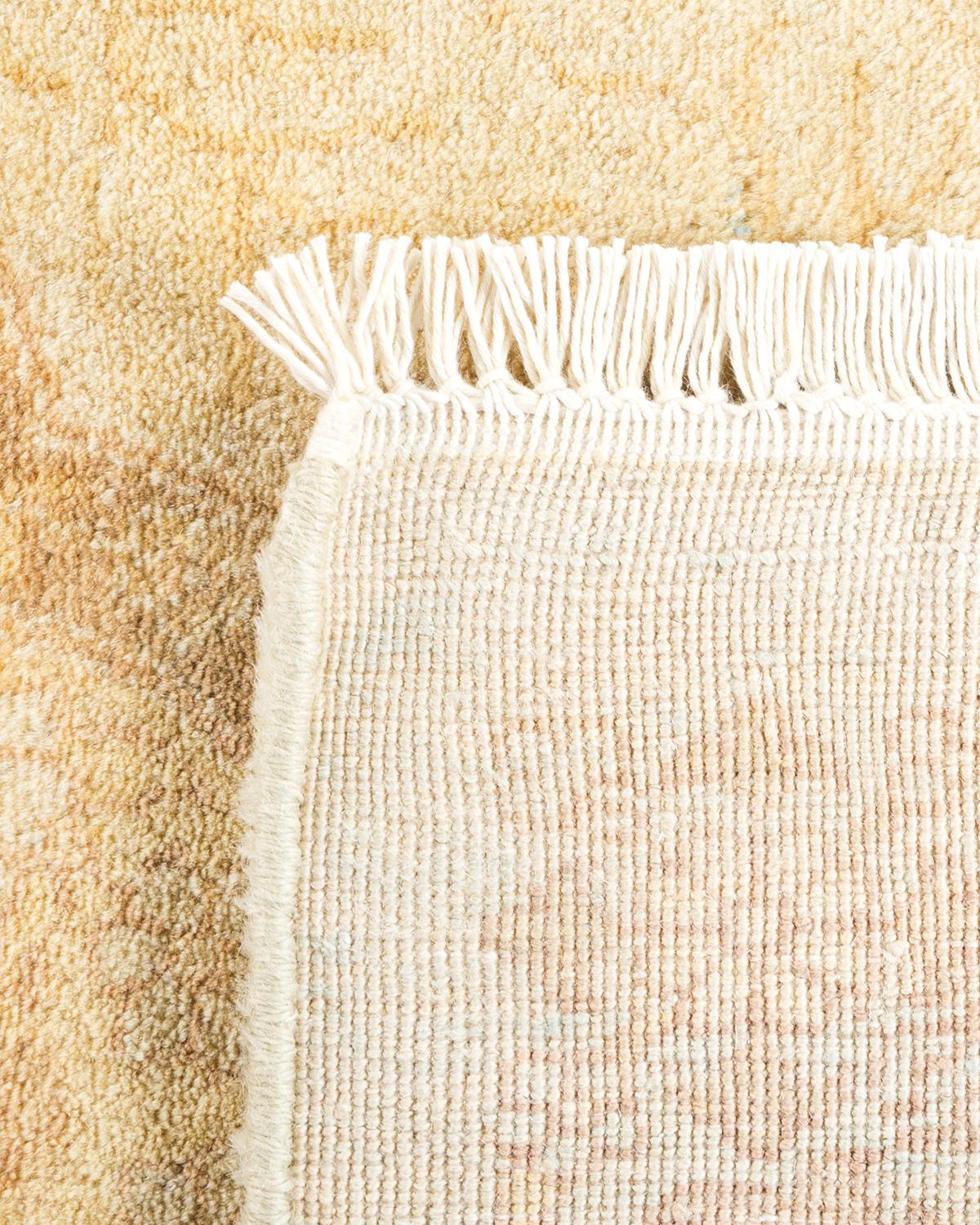 Hand-Knotted One-of-a-kind Hand Made Traditional Mogul Ivory Area Rug For Sale
