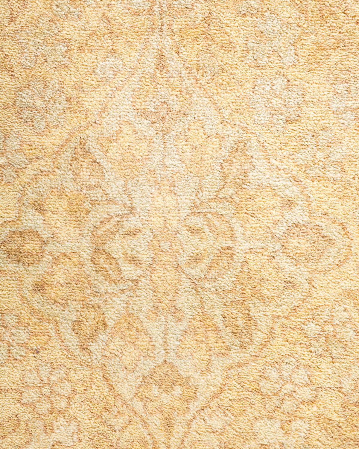 Contemporary One-of-a-kind Hand Made Traditional Mogul Ivory Area Rug For Sale