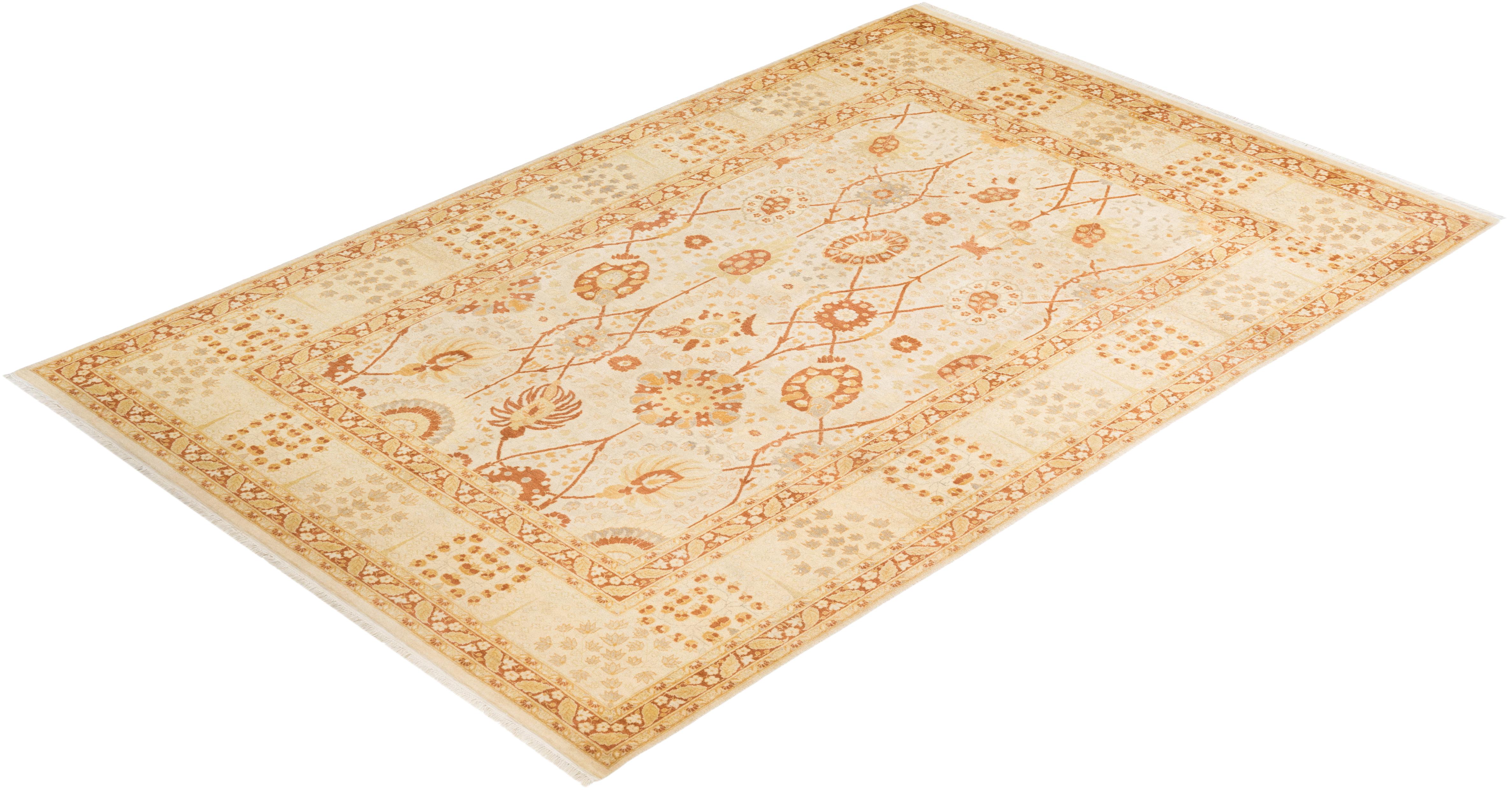 With understated palettes and allover designs, the rugs in the Mogul Collection will bring timeless sophistication to any room. Influenced by a spectrum of Turkish, Indian, and Persian designs, the artisans who handweave these wool rugs imbue