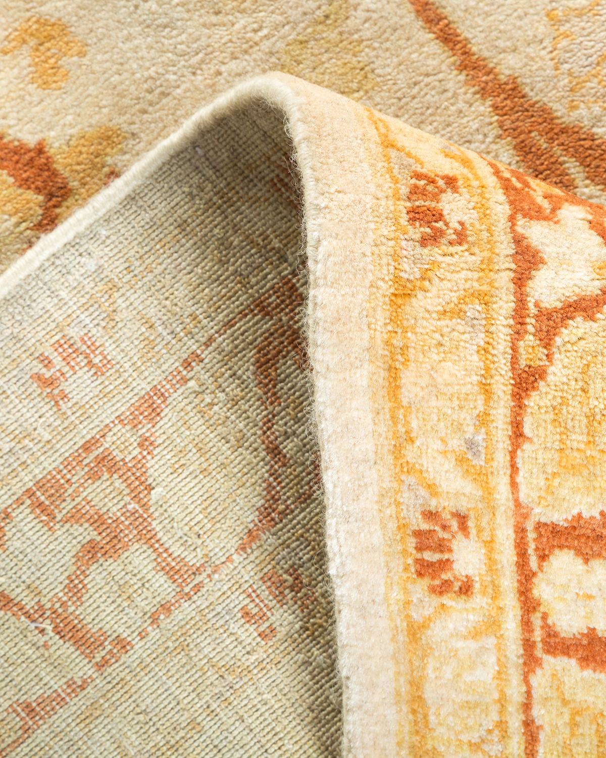 Pakistani One-of-a-kind Hand Made Traditional Mogul Ivory Area Rug For Sale
