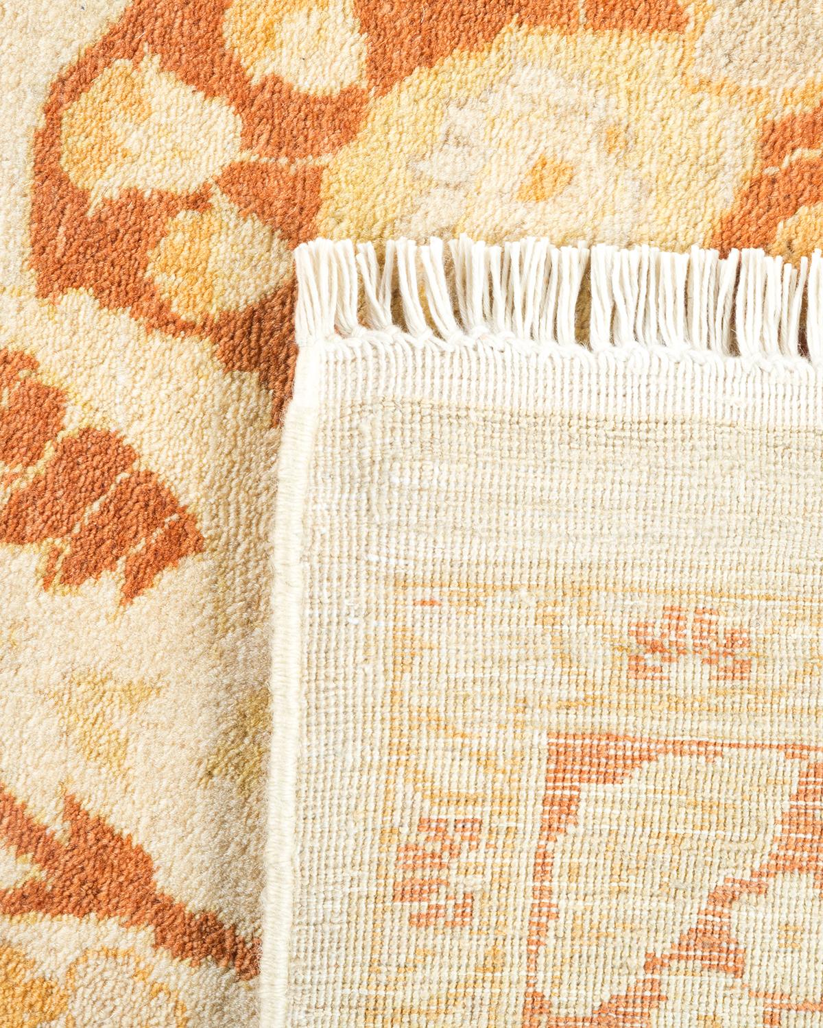Hand-Knotted One-of-a-kind Hand Made Traditional Mogul Ivory Area Rug For Sale