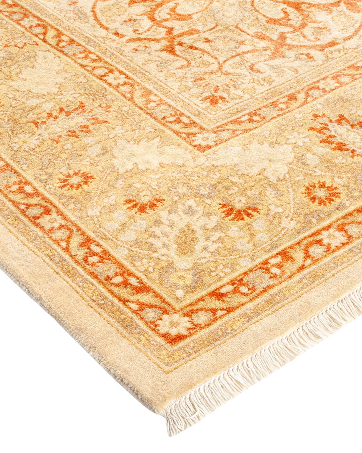 Laine Tapis traditionnel Mogul ivoire unique en son genre fabriqué à la main en vente