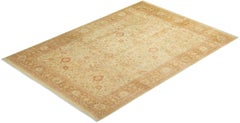 One-of-a-kind Hand Made Traditional Mogul Ivory Area Rug