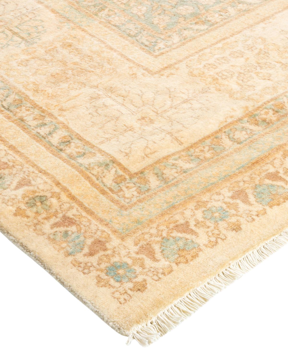 Laine Tapis traditionnel ivoire Mogul unique en son genre fabriqué à la main en vente