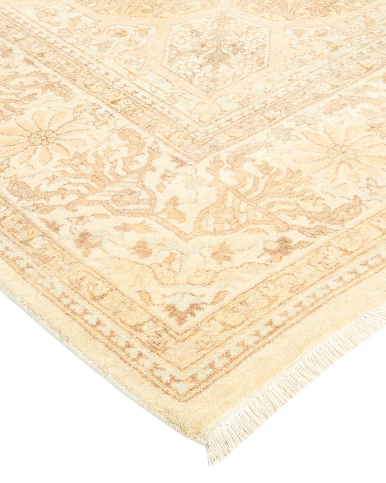 Ivory Rug Handmade One-Of-A-Kind Hand Made Traditional Mogul Ivory Area Rug For Sale at ...