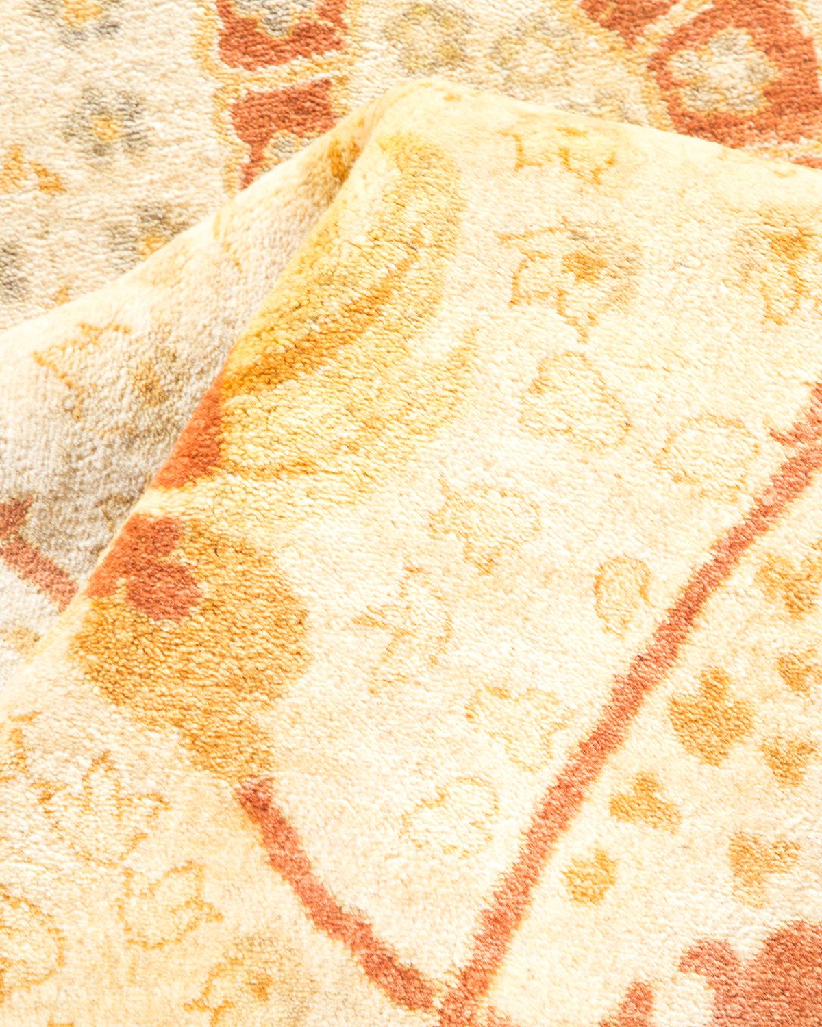 Other One-Of-A-Kind Hand Made Traditional Mogul Ivory Area Rug For Sale