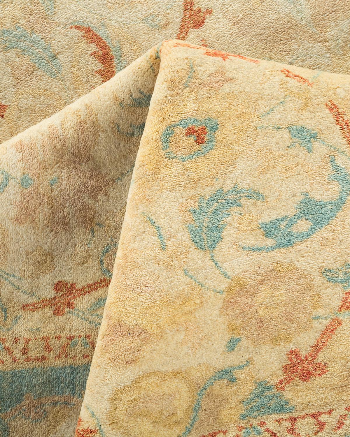 Traditioneller handgefertigter elfenbeinfarbener Mogul-Teppich, Unikat (Sonstiges) im Angebot