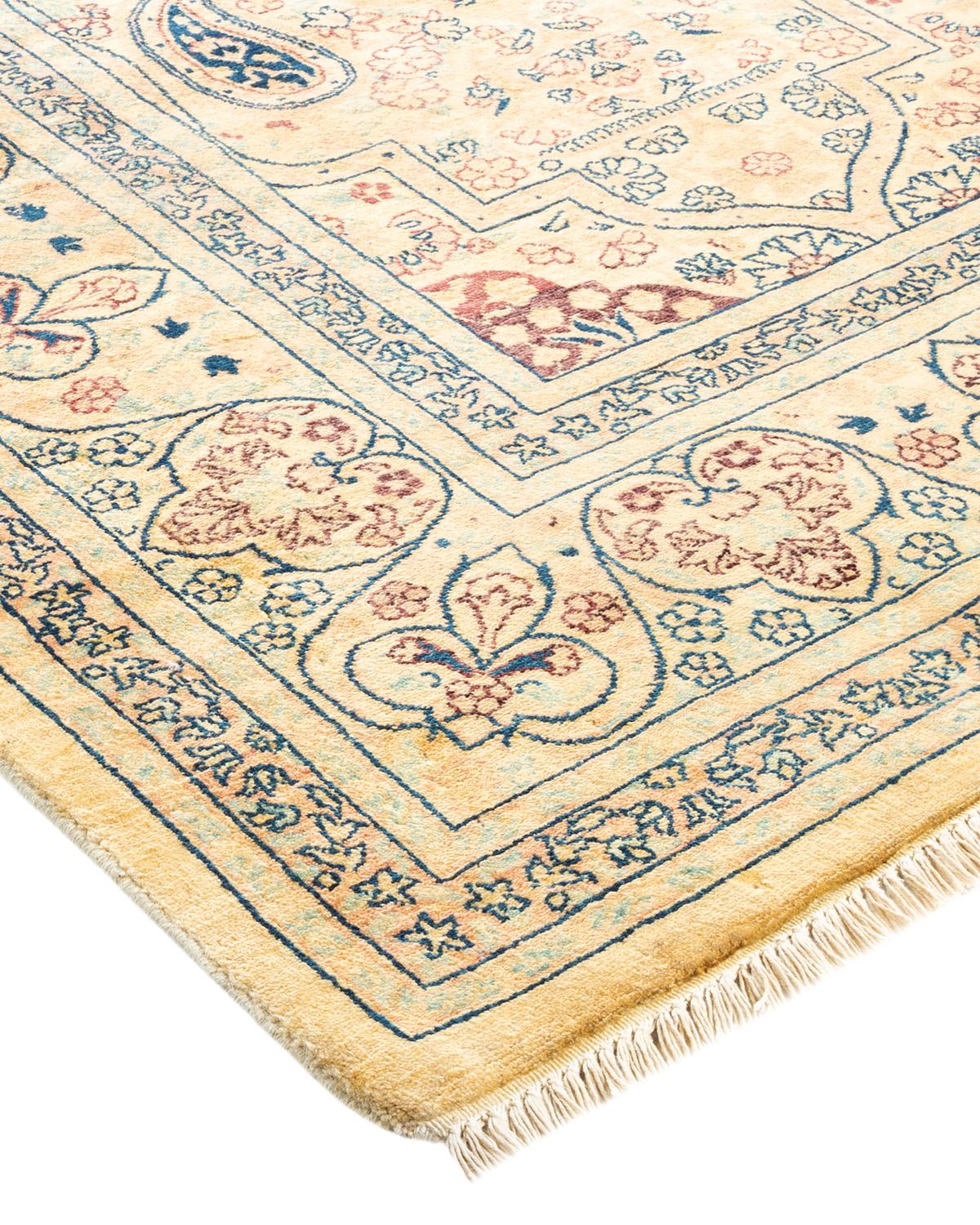 Alfombra tradicional única Hand Made Mogul marfil Lana