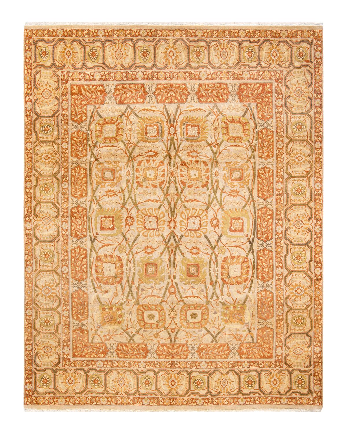 Autre Tapis traditionnel ivoire Mogul unique en son genre fabriqué à la main en vente