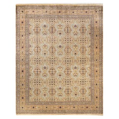 One-Of-A-Kind Hand Made Traditional Mogul Ivory Area Rug