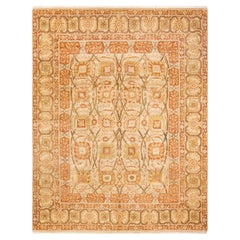 One-Of-A-Kind Hand Made Traditional Mogul Ivory Area Rug