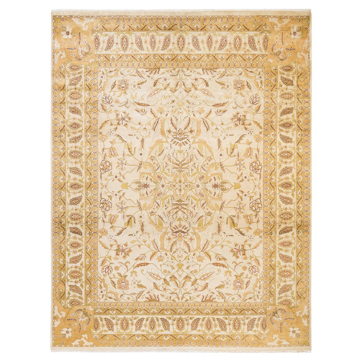 One-of-a-Kind Hand Made Traditional Mogul Ivory Area Rug For Sale at ...