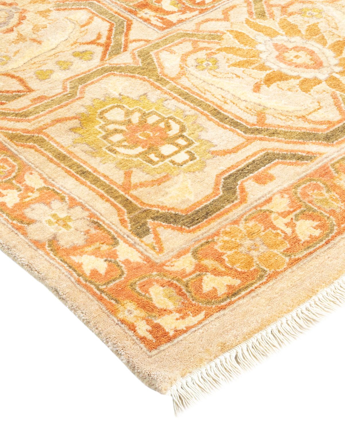 Laine Tapis traditionnel ivoire Mogul unique en son genre fabriqué à la main en vente