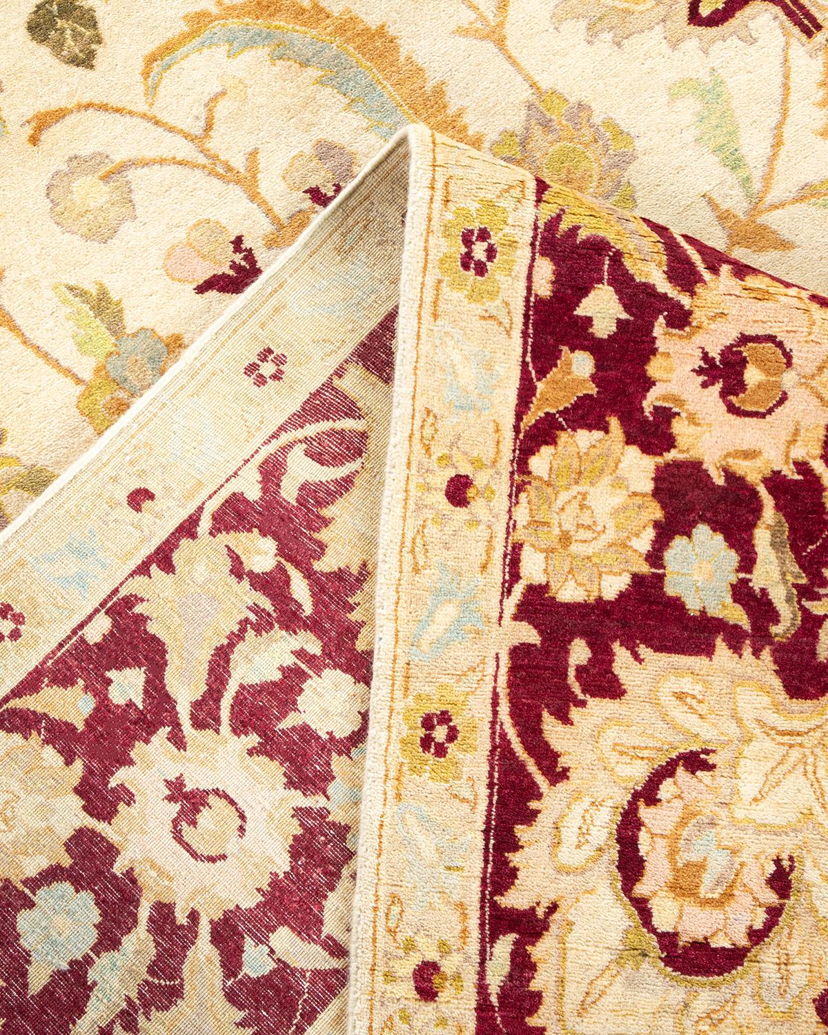 Alfombra tradicional única Hand Made Mogul Marfil Pakistaní en venta