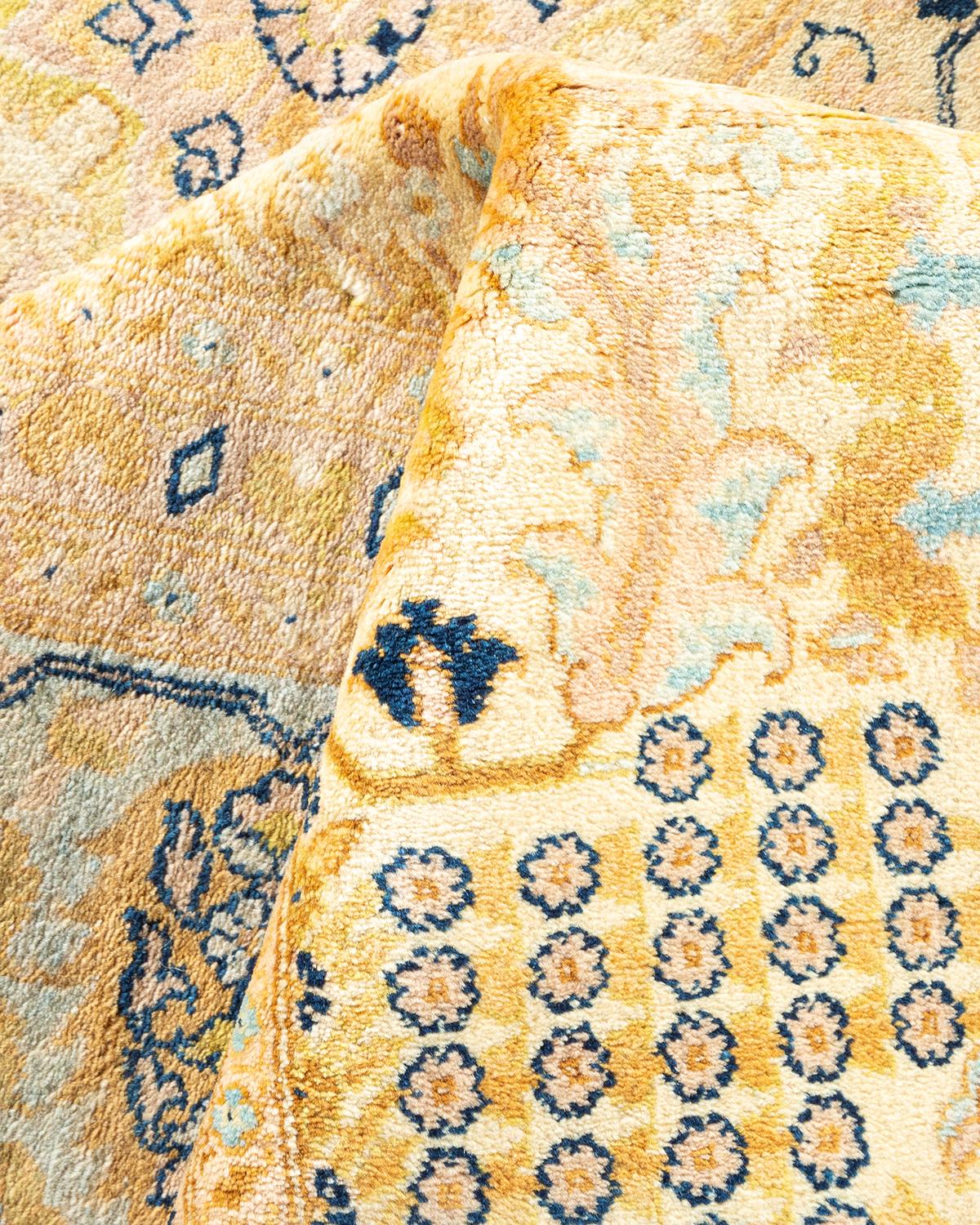 Other One-of-a-Kind Hand Made Traditional Mogul Ivory Area Rug For Sale