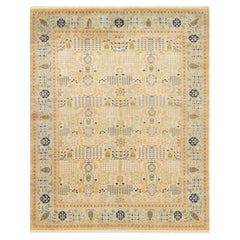 Tapis traditionnel ivoire Mogul unique en son genre fabriqué à la main