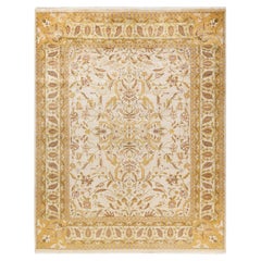 One-Of-A-Kind Hand Made Traditional Mogul Ivory Area Rug