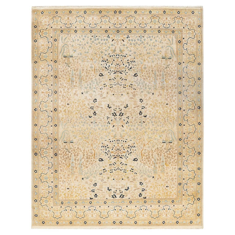 Ivory Rug Handmade One-of-a-Kind Hand Made Traditional Mogul Ivory Area Rug For Sale at ...