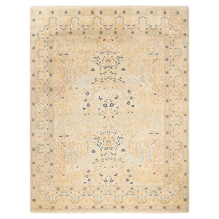 Ivory Rug Handmade One-Of-A-Kind Hand Made Traditional Mogul Ivory Area Rug For Sale at ...