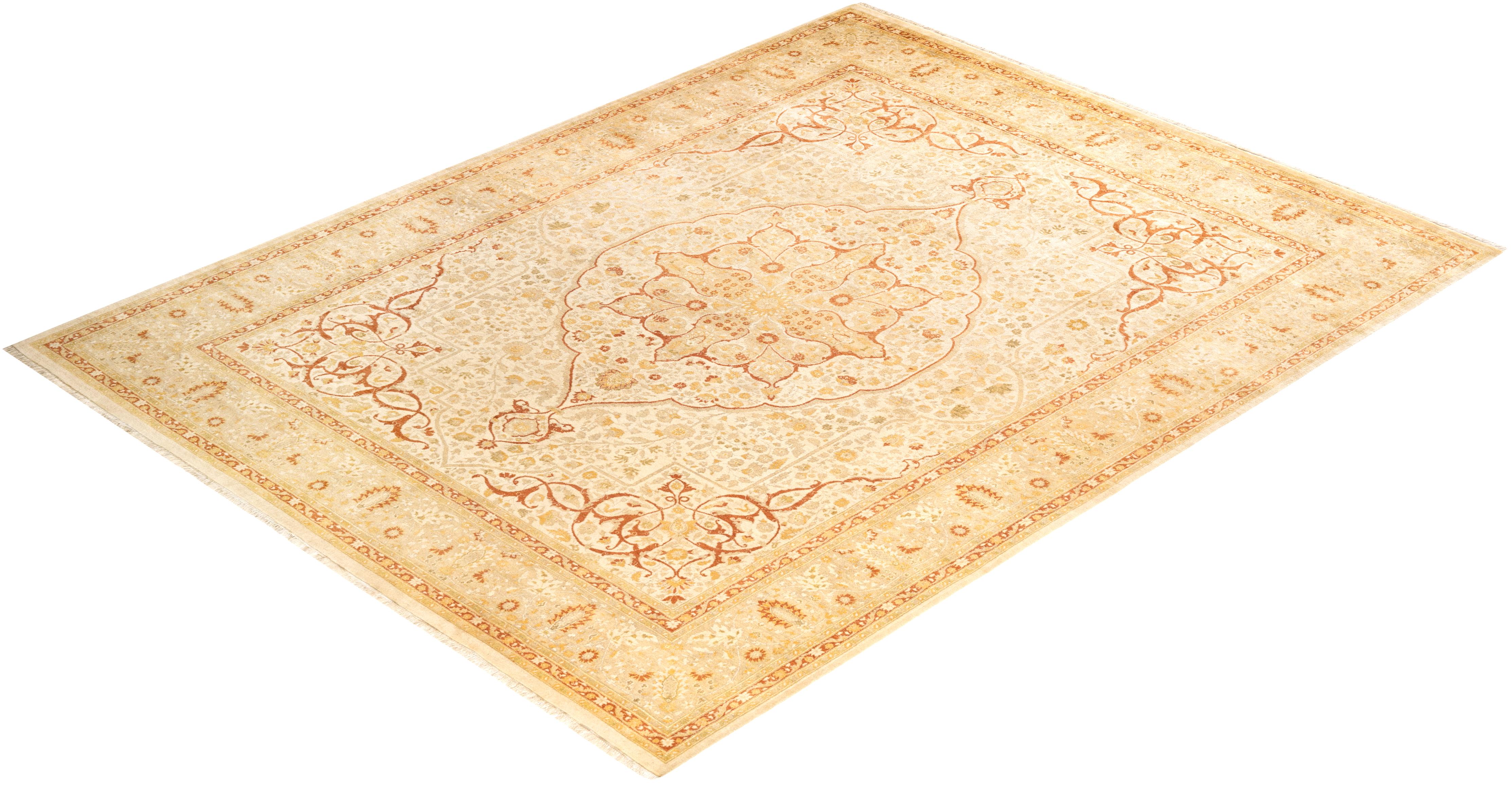 With understated palettes and allover designs, the rugs in the Mogul Collection will bring timeless sophistication to any room. Influenced by a spectrum of Turkish, Indian, and Persian designs, the artisans who handweave these wool rugs imbue