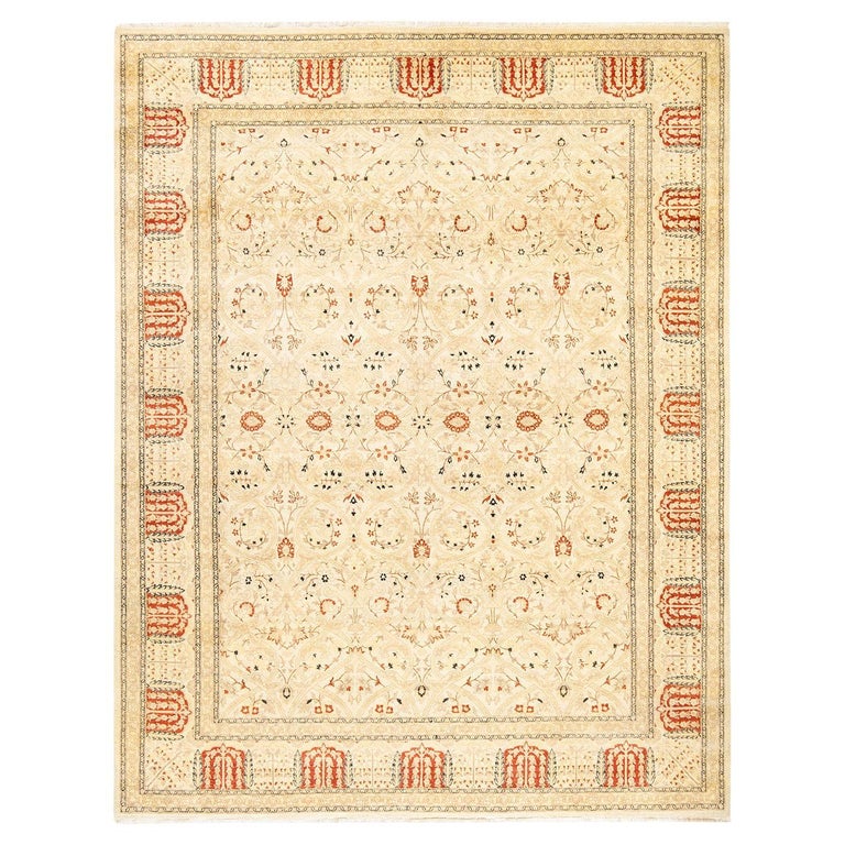 Ivory Rug Handmade One-of-a-Kind Hand Made Traditional Mogul Ivory Area Rug For Sale at ...